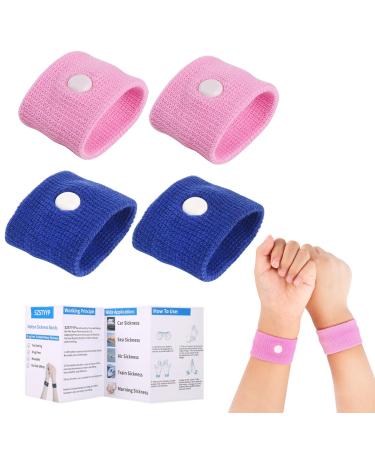 Motion Sickness Bands for Kids Travel Sickness Relief Wristbands Anti-Nausea Wristbands for Car Sickness(Pink and Blue) Blue-pink