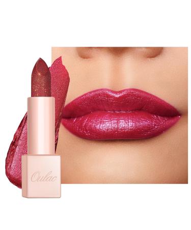 Oulac Diamond Lustre Lipstift red highly pigmented lipstick with fine texture and long-lasting moisturizing formula striking lip-makeup vegan (D03) Soir e Red D03 Soir e Red