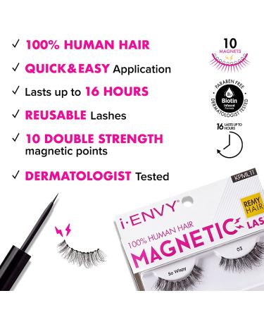 KISS Magnetic Human Hair Lashes Double Strength Reusable - Easy to Apply, Everyday Wear False Eyelashes - #9 - Buy Online on GoSupps.com