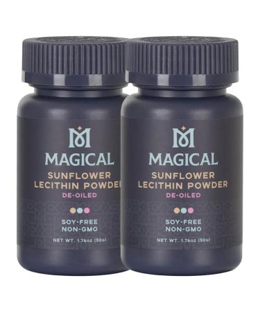 MAGICAL BUTTER Sunflower Lecithin Powder 2-Pack Soy-Free Non-GMO Vegan & Kosher Emulsifier for Baking Butter & Oil Stabilizer 1.76 oz Each 2 Pack