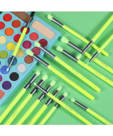 Docolor Eye Makeup Brushes Set - 15pcs Professional Brushes for Eyeshadow, Concealer, Eyebrow, Eyelash, and Eye Liners - Neon Green - Buy Online on GoSupps.com