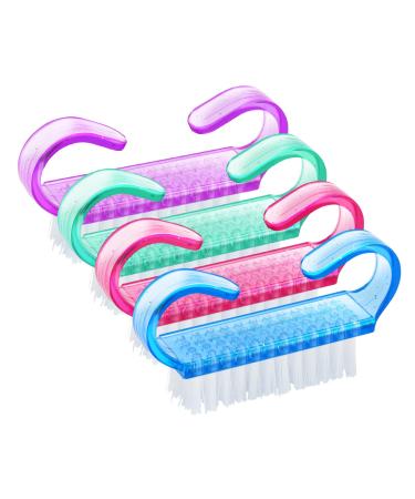 G2PLUS Handle Nail Brushes Small - 4 PCS Plastic Fingernail Cleaning Brushes - Kids Nail Scrubbing Brushes for Cleaning Nails
