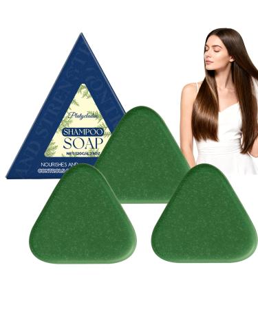 WRANBAO Nature Triangular shampoo bar green soap solid shampoo Usman Grass Shampoo bar gently cleanses and cares for the hair removes dandruff strengthens the hair and helps against frizz 3 pieces 3 pieces