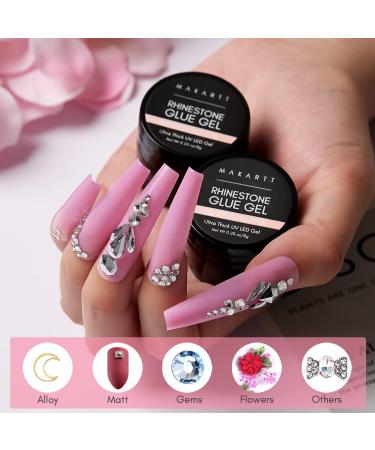 Makartt Nail Rhinestone Glue Gel Kit - Super Adhesive 8g Gel with Brush for Crystal Stones - 4pcs Set - Buy Online on GoSupps.com