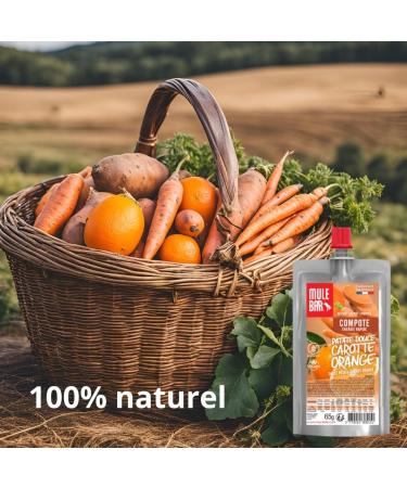 Mulebar - Compote Energ tique Sport - Sweet potato - Orange - Carrot - 65g - vegan - Gluten Free - Made in France - Buy Online on GoSupps.com