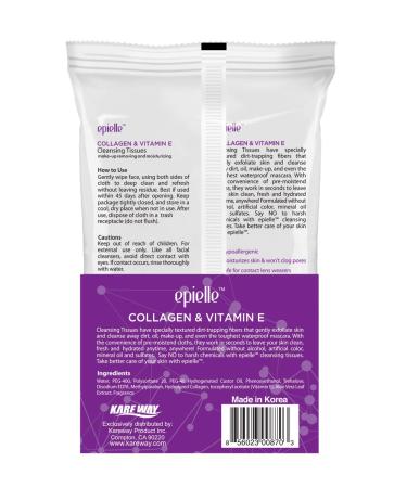 Epielle Collagen Makeup Remover Wipes - 2 Pack, 60 Count, Mothers Day Gift - Buy Online on GoSupps.com