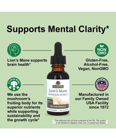 Nature's Answer Lion's Mane Mushroom Extract Alcohol Free 1 fl oz (30 ml) - Buy Online on GoSupps.com