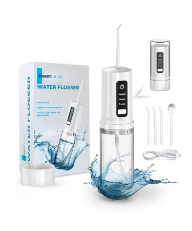 New Portable Water Flosser | Wireless | Teeth Cleaner | Water Dental flosser with 3 Modes and 4 Jets | Rechargeable IPX7 Waterproof Dental Oral Irrigator for Travel or Home