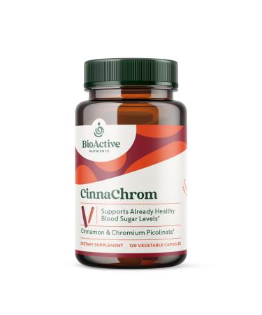 BioActive Nutrients CinnaChrom Dietary Supplement   Chromium Picolinate  Cinnamon Capsules   Natural Ingredients for Overall Health   Vegetable Supplement  Gluten-Free  120 Capsules