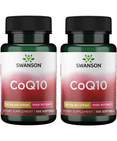 Swanson CoQ10 - Coenzyme Q10 Supplement - (100 Softgels 100mg Each) 2 Pack