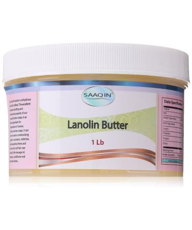 SAAQIN 100% Pure Lanolin (anhydrous) - Ultra Refined Butter 1 Lb - Nipple cream - Mustache wax - Helps revitalize and hydrate sensitive skin. Great for making lip balm  hair and skin products.