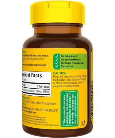 Nature Made Vitamin E 400 IU Softgels | Antioxidant Support Supplement | 100 Day Supply - Buy Online on GoSupps.com