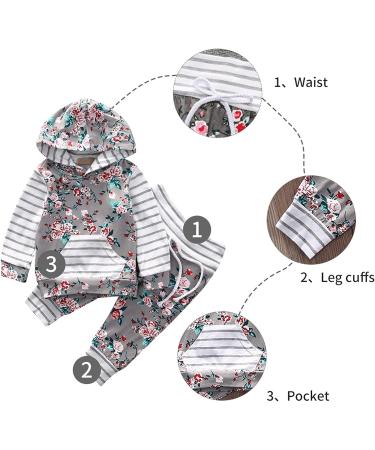 TMEOG Baby Hooded Sweatshirt and Pants Set - Grey Floral | 6-12 Months - Buy Online on GoSupps.com