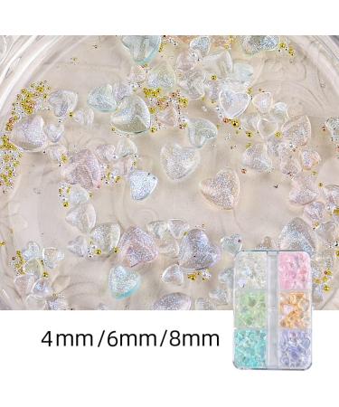 SANNXIX 3D Aurora Heart Nail Charms - 200 Pcs Shiny Heart Nail Art Gems in 6 Colors - Crystal Glitter Valentine's Day Nail Decoration Supplies - Buy Online on GoSupps.com