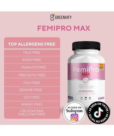 FemiPro MAX Women's Urinary Support Supplement 60 Capsules Extra Strength Bladder Control with Cranberry Hibiscus Dandelion Vegan Gluten Free (1) - Buy Online on GoSupps.com