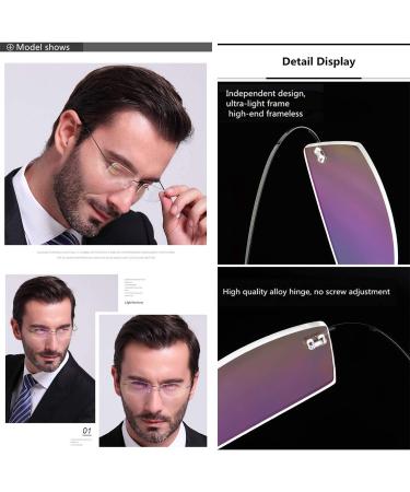 VISENG Rimless Titanium Reading Glasses 2 Pairs +1.25 Diopters for Men and Women - Ultra Light Design (Silver/Pink) - 2 Pack - Buy Online on GoSupps.com