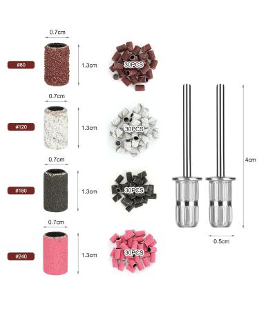 120pcs Grinding Sleeve Nail Cutter Set | Nail Drill Attachments & Grits for Manicure & Pedicure - Ideal for Nail Art Care - Buy Online on GoSupps.com