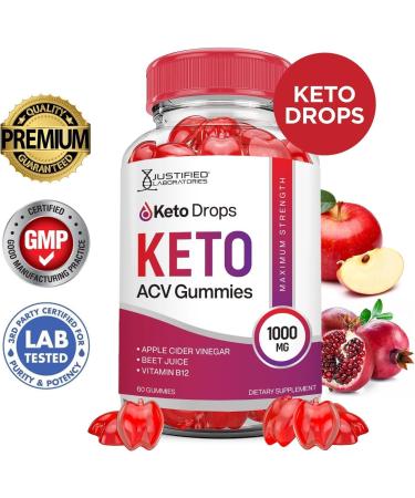 Justified Laboratories Keto Drops Keto ACV Gummies Advanced Formula 1000MG Keto Drops Keto Gummies Apple Cider Vinegar Formulated with Pomegranate Beet Juice Powder B12 Vegan Non GMO 60 Gummys 60 Count (Pack of 1) - Buy Online on GoSupps.com