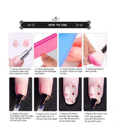 Saviland Dried Flower Gel Nail Polish Kit - 6 Colors Soak Off U V LED Varnish for Manicure Nail Art (Pink Blue Yellow) - Buy Online on GoSupps.com