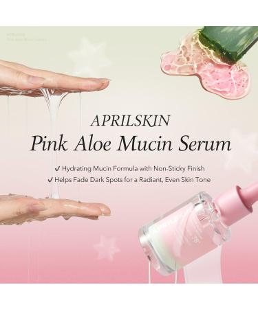APRILSKIN Pink Aloe Mucin Serum 1.01 fl.oz (30ml) Hydrating 78% Jeju Aloe Mucin Formula with Non-Sticky Finish for a Glass Glow Look Korean Skincare - Buy Online on GoSupps.com
