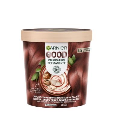 Garnier - Coloration Permanente - Sans Ammoniaque - 90% d'Ingr dients d'Origine Naturelle - Formule Vegan - Beurre de Karit - 100% Couverture Cheveux Blancs - Ch tain Clair Acajou Griotte (5.5)- Good CHATAIN CLAIR ACAJOU GRIOTTE 5.5
