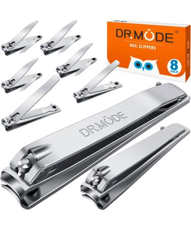 DRMODE 8 pieces nail clipper - fingernail clipper sharp toenail clipper made of stainless steel tailor smooth cut nail clipper for tooth fingernails with file 8 piece set
