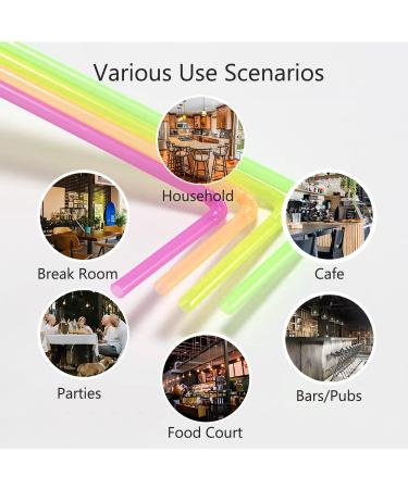 FOREVERIE 100 PCS Regular Plastic Flexible Bendy Straws Disposable for Drinking 0.24 Inch/6mm Diameter 8.27 Inches/21cm Length Soft Semi Clear Multi Light Colors Mix - Buy Online on GoSupps.com