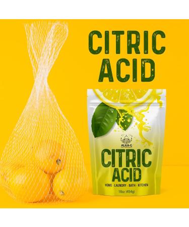 ALKA-G Citric Acid 16 Oz - 100% Pure Food Grade Powder for Skincare, Cooking, Baking & Bath Bombs | Multi-Purpose Resealable Bag - 1 Pound - Buy Online on GoSupps.com
