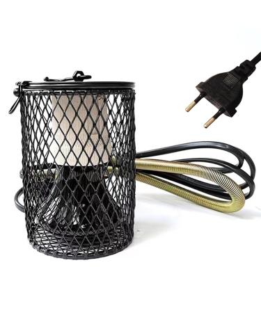 Vegena reptiles heat lamp with protective basket heat lamp ceramic 100W 220V terrarium reptiles heating lamp terrarium lamp protection basket for turtle lizard chickens snake chameleon (EU plug)