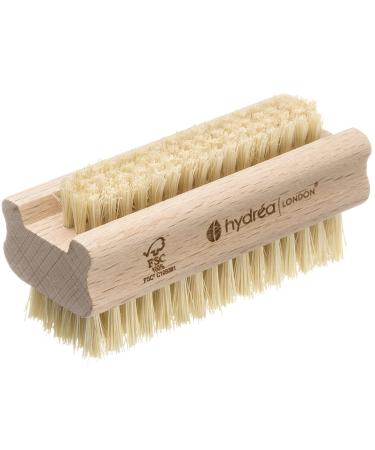 Hydrea London Nail Brush - Double-Sided Pedicure & Manicure Brush with Natural Cactus Bristles - 100% Vegan Hand Scrub  Fingernail Cleaner  & Tough Toenail Cleaning Scrubber - FSC  Certified Beechwood