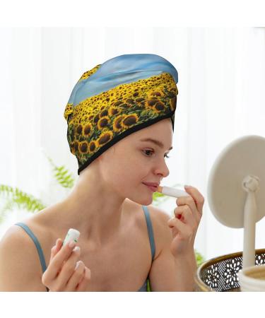 Blooming Sunflower Microfiber Hair Towel for Women - Soft Super Absorbent Coral Velvet Quick Dry Wrap for Long Curly & Thick Hair - Buy Online on GoSupps.com