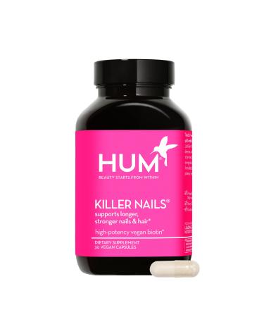 HUM Killer Nails - Hair & Nail Biotin Supplement - Highly Potent 500mg Biotin for Optimal Hair Growth & Reduced Breakage (60 Vegan Capsules)
