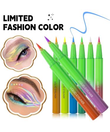  Bsbkoj Matte Colored Eyeliner Pens 8x Liquid Neon Shades Long-Lasting Waterproof and Smudge-Proof Eye Makeup for Women Bright Colors for Bold and Creative Looks - Buy Online on GoSupps.com