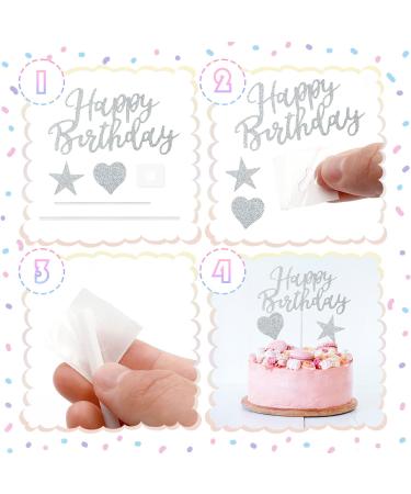11 Pcs Happy Birthday Cake Topper Birthday Cake Toppers Cupcake Toppers Glitter Star Cake Decorations for Women Man Birthday Party Anniversary Wedding Kids (Silver) - Buy Online on GoSupps.com