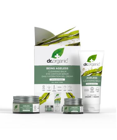 Dr Organic Ageless Skincare Set with Organic Seaweed Cleansing Balm Face Cream & Eye Serum Moisturising Fine Lines Wrinkles Gift Set Vegan Cruelty-Free Paraben & SLS-Free Certified Organic