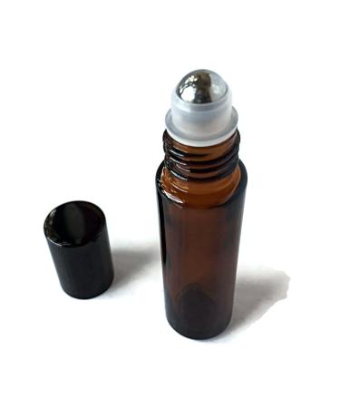 Roller Bottles for Essential Oils - 10ml Amber Glass Bottle with Steel Roller Ball & Black Cap - 6 Pack by Oils For Everything | International Shipping - Buy Online on GoSupps.com