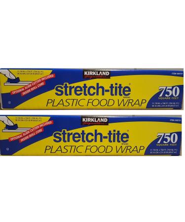 Kirkland Signature Stretch Tite Plastic Food Wrap eXiZgc 2 Packs (750 Sq ft Food Wrap)