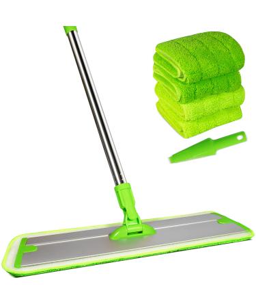 18" Microfiber Mop for Floor Cleaning, Microfiber Floor Mop with 57" Stainless Steel Handle,4 Reusable Washable Mop Pads and Mop Pads Brush,Microfiber Mop for Hardwood,Laminate,Tile,Floor Cleaning