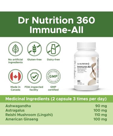 Immunity Support Supplement - Strengthens Body's Natural Immune System - Maintains Defense Against Inflamation Flu and Infection - Increases Energy Levels and Mood - Dr Nutrition 360 - Buy Online on GoSupps.com