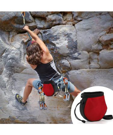 ZENFUN 2 Pack Climbing Chalk Bags with Zippered Pockets - Red Blue, Adjustable Belt, Drawstring Rock Climbing Bucket - Ideal for Climbing, Weightlifting, Gymnastics - Buy Online on GoSupps.com