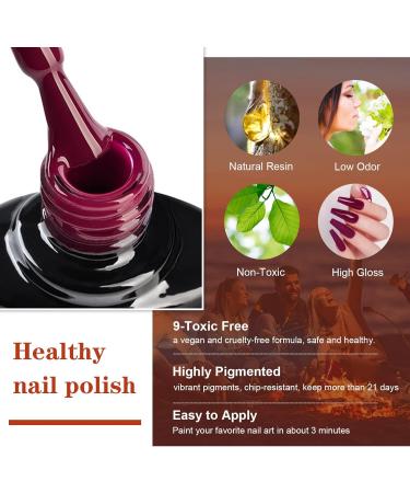 INPING Gel Nail Polish Set - 10PCS Dark Color Autumn Winter Shades - Soak Off, Gift for Women, Thanksgiving Christmas - Buy Online on GoSupps.com