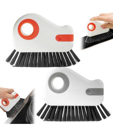 2Pcs Grout Cleaning Brush Grout Brush 2 in 1 Hard-Bristled Crevice Cleaning Brush with Scraper Portable Small Cleaning Brush with Hanging Hole for Sliding Door Rails (4.9x2.4x1 in)