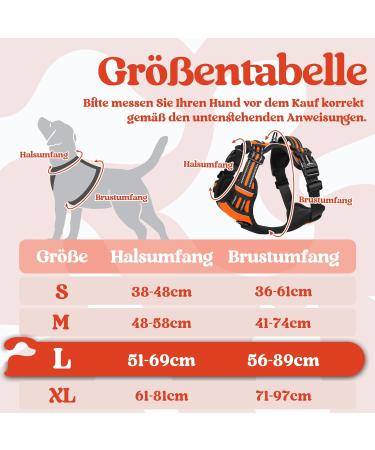 Rabbitgoo Dog Harness for Large Dogs - Adjustable No-Choke Soft Padded Reflective Chest Harness with Handle - Anti-Train Design - Orange (1 Pack) - Buy Online on GoSupps.com