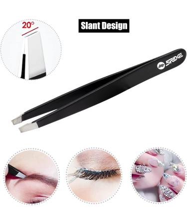 Professional Stainless Steel Eyebrow Tweezers - Precision Facial Hair Removal for Men & Women | Black - Ideal for Ingrown Hairs & Blackheads - Buy Online on GoSupps.com