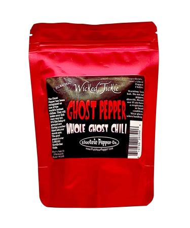 5 Whole Ghost Pepper Dried Intact Seed Pods +2 Free Super Hot Wicked Tickle