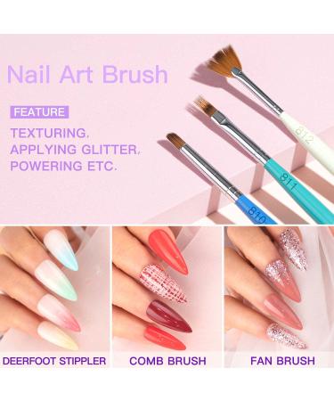Gellen Nail Art Brushes Set - 12Pcs for Manicure Salon and DIY Nail Design - Buy Online on GoSupps.com