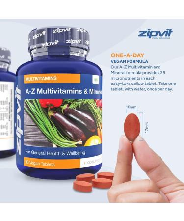Vegan Multivitamin Tablets for Women & Men - 90 Tablets - 6 Month Supply - 25 Essential Vitamins & Minerals - Buy Online on GoSupps.com