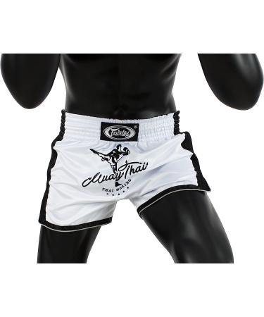 Faitex Slim Cut Muay Thai Boxing Shorts - White (Large) - Buy Online on GoSupps.com