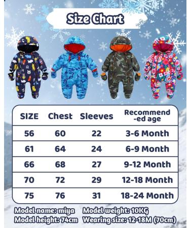 Vine Baby Snowsuit Toddler Hooded Down Jumpsuit | Winter Coat Zipper Outfits | Boys & Girls 3-6 Months Blue-star - Buy Online on GoSupps.com