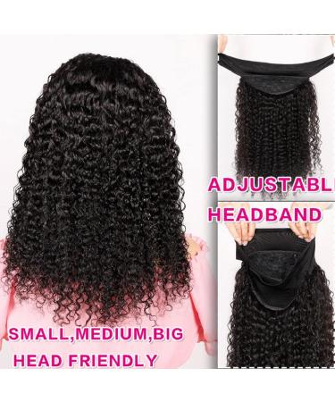 18 Inch Kinky Curly Headband Wig for Black Women - Glueless Brazilian Virgin Hair - Natural Black - Wear & Go - 150% Density - Buy Online on GoSupps.com
